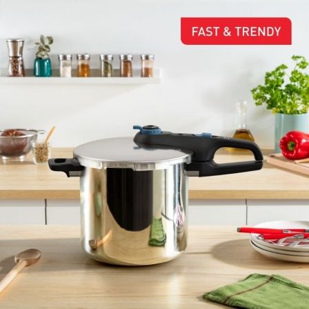 Tefal Olla a Presión Secure Trendy P2584401 de 8L en Acero Inoxidable
